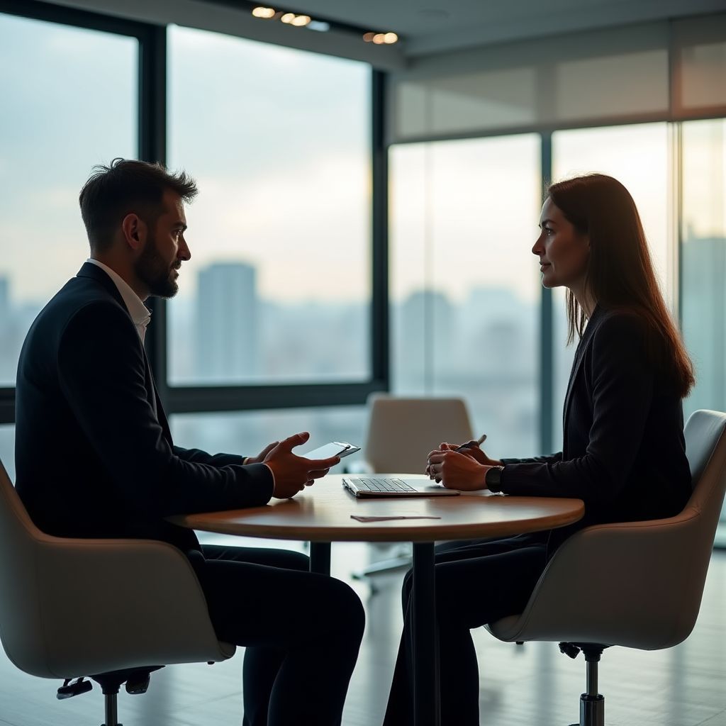 One-on-one coaching session in corporate office